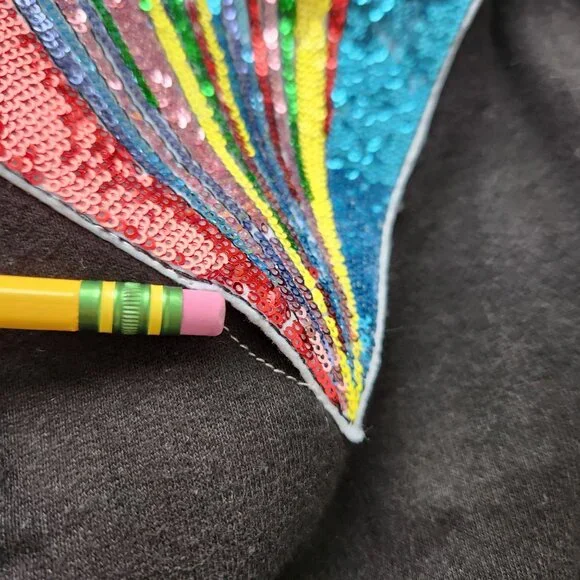 Lola + The Boys Dreamer Black Crewneck Sweatshirt Beaded Sequins Soft Boho Glam - Picture 5 of 10